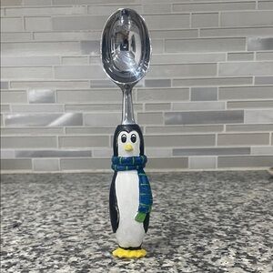 Vintage Penguin Ice Cream Scoop Blue Green Striped Scarf Like New